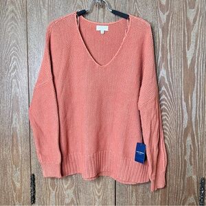 NWT Lucky Brand Womens V-Neck Cotton Acrylic Sweater Casual Pullover Long Sleeve